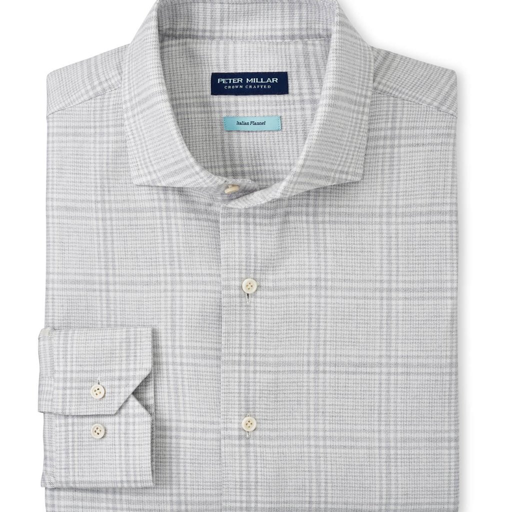 Peter Millar British Gray Lucca Italian Flannel Sport Shirt Button Up Plaid